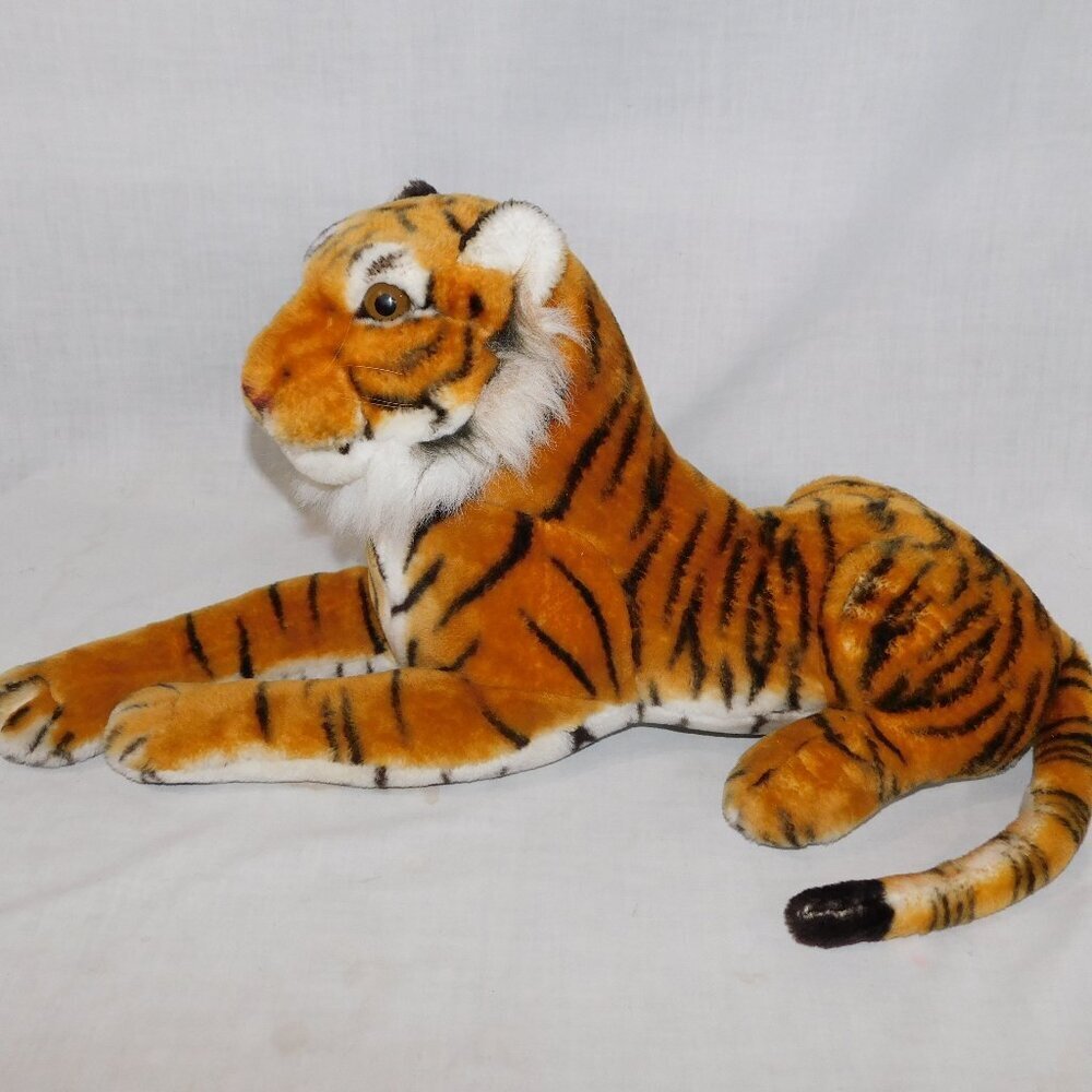 Realistic Bengal Tiger Large Laying Stuffed Cat Animal Alley 25" Plush